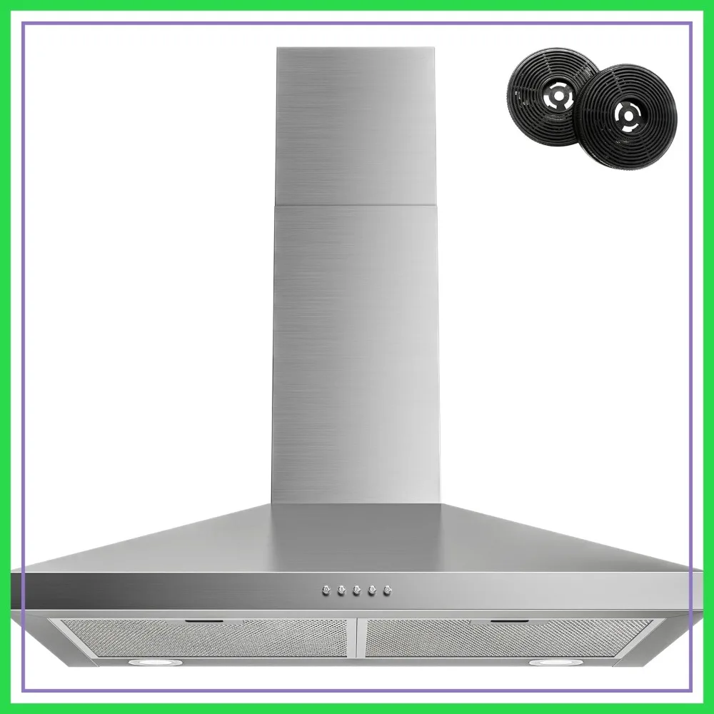 30 Inch Wall Mount Range Hood, 450 CFM Stainless Steel Kitchen Vent with 3 Speed Fan, Ducted or Ductless Convertible
30 Inch Wall Mount Range Hood, 450 CFM Stainless Steel Kitchen Vent with 3 Speed Fan, Ducted or Ductless Convertible