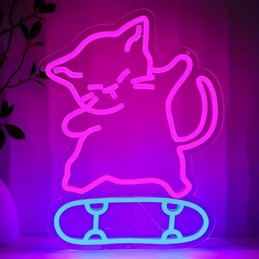 Skateboard Cat Neon Sign LED Neon Light USB Powered for Bedroom Game Rooms Bars Pet Stores Zoos Cat Cafe Gift for Kid
Skateboard Cat Neon Sign LED Neon Light USB Powered for Bedroom Game Rooms Bars Pet Stores Zoos Cat Cafe Gift for Kid