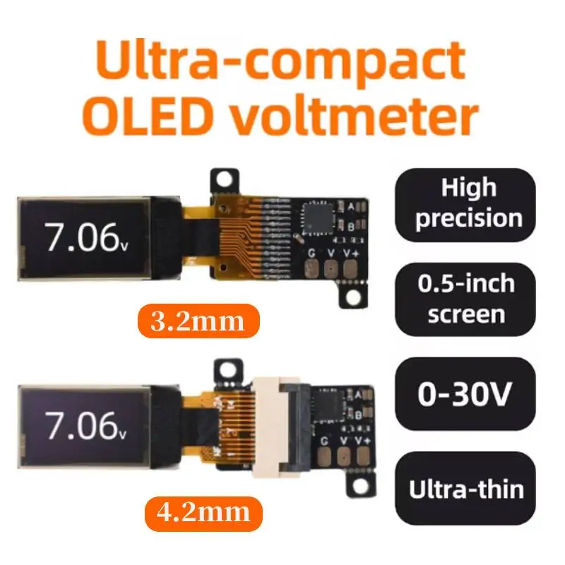 Mini Digital Voltmeter Ultra Thin 0.5 Inch OLED Display High Precision 12Bit ADC 0-30V DC Voltage Measurement for Power Supply
Mini Digital Voltmeter Ultra Thin 0.5 Inch OLED Display High Precision 12Bit ADC 0-30V DC Voltage Measurement for Power Supply