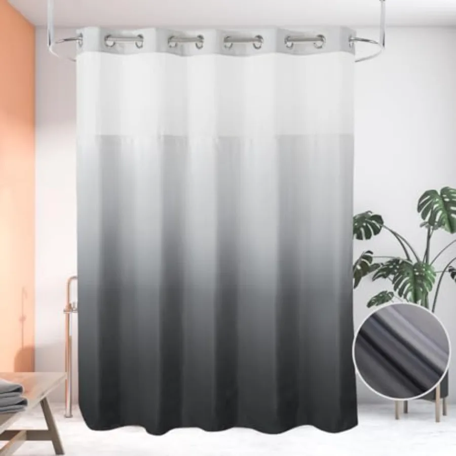71" W x 79" L Hook Free Fabric Shower Curtain with Polyester Snap-in Liner with Magnets Hotel Quality Top See Through Gradient
71" W x 79" L Hook Free Fabric Shower Curtain with Polyester Snap-in Liner with Magnets Hotel Quality Top See Through Gradient