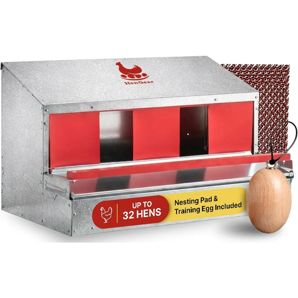 Medium-Sized Galvanized Chicken Coop with Nest Boxes, Egg Collection, and Cleaning Features for Up to 32 Hens
Medium-Sized Galvanized Chicken Coop with Nest Boxes, Egg Collection, and Cleaning Features for Up to 32 Hens