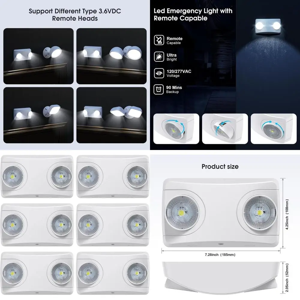 Emergency LED Exit Sign with Battery Backup, Hardwired Fixtures, Adjustable Bug Eye Design, 120-277V, UL Certified (6-Pack)
Emergency LED Exit Sign with Battery Backup, Hardwired Fixtures, Adjustable Bug Eye Design, 120-277V, UL Certified (6-Pack)