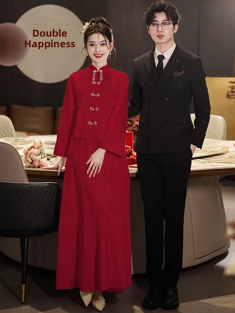 Red Chinese Sle Wedding Dr Suit Engaged Couple Set Formal Dr Long Sve for Same Day Wedding Return Home
Red Chinese Sle Wedding Dr Suit Engaged Couple Set Formal Dr Long Sve for Same Day Wedding Return Home