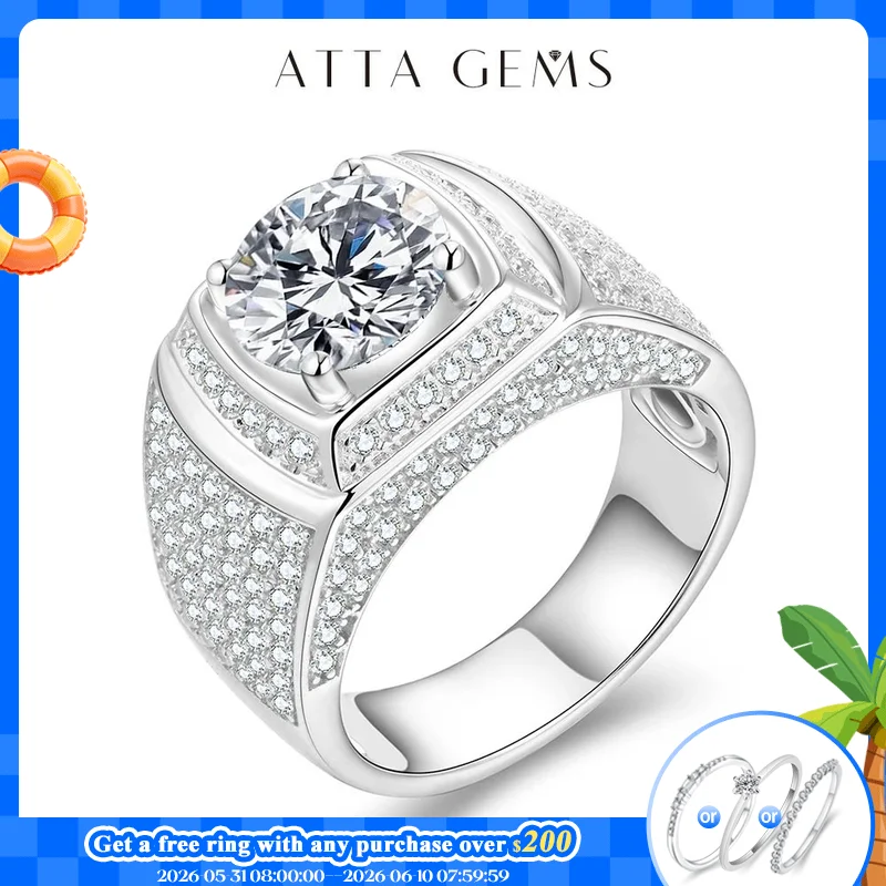 ATTAGEMS Classic 925 Sterling Silver Rings Men Wedding Silver Diamond Engagement 3.0Ct 9.0mm D Color Moissanite Ring for Men
ATTAGEMS Classic 925 Sterling Silver Rings Men Wedding Silver Diamond Engagement 3.0Ct 9.0mm D Color Moissanite Ring for Men