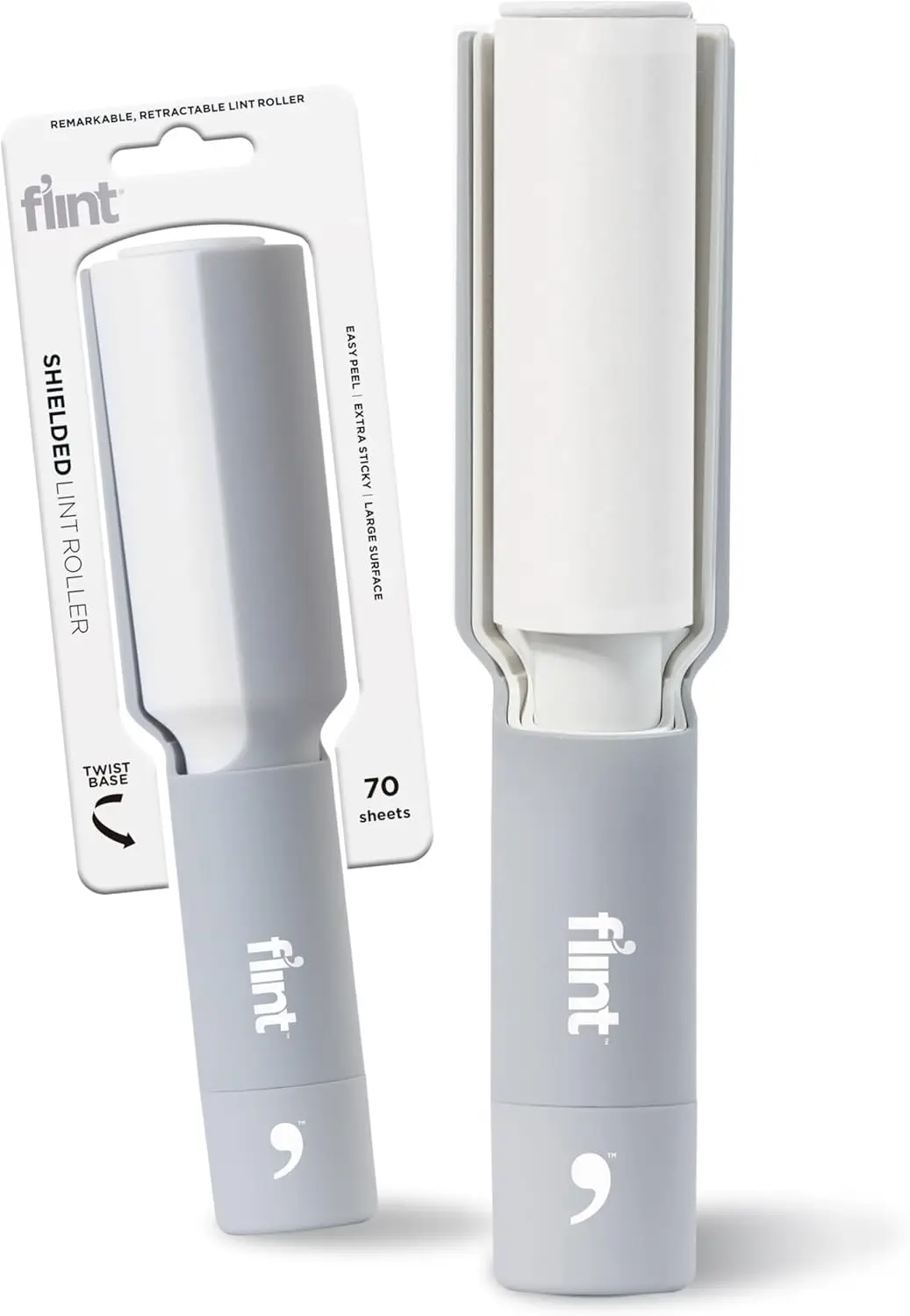 Retractable Lint Remover & Pet Hair Roller – Refillable, 70 Extra Sticky Sheets, Light Grey
Retractable Lint Remover & Pet Hair Roller – Refillable, 70 Extra Sticky Sheets, Light Grey
