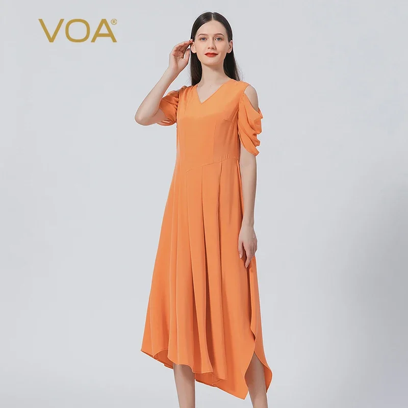 VOA Elegant Chic Strapless Georgette Short Sleeve Party Woman Dress Summer V-Neck High Street Irregular Slim Long Dresses AE1113
VOA Elegant Chic Strapless Georgette Short Sleeve Party Woman Dress Summer V-Neck High Street Irregular Slim Long Dresses AE1113