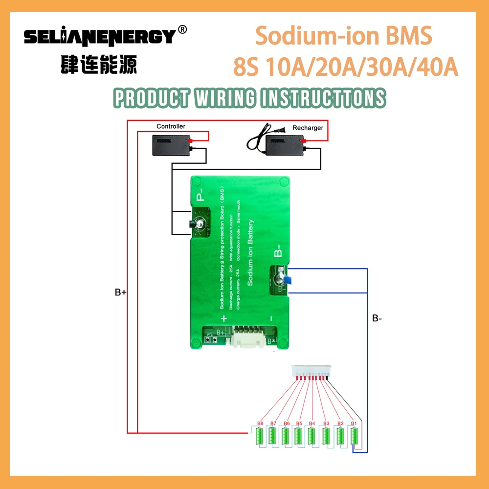 SelianEnergy Sodium-ion BMS DIY 8S 24V 10A 20A 30A 40A NA-ion SIB Battery Protection Board Battery Management System
SelianEnergy Sodium-ion BMS DIY 8S 24V 10A 20A 30A 40A NA-ion SIB Battery Protection Board Battery Management System