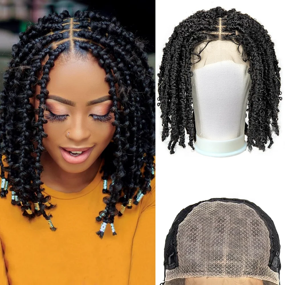 Synthetic Lace Front Wig Braided Dreadlock Wigs 14 Inches Short Twist Wigs For Black Women Afro Curly Synthetic Wig
Synthetic Lace Front Wig Braided Dreadlock Wigs 14 Inches Short Twist Wigs For Black Women Afro Curly Synthetic Wig