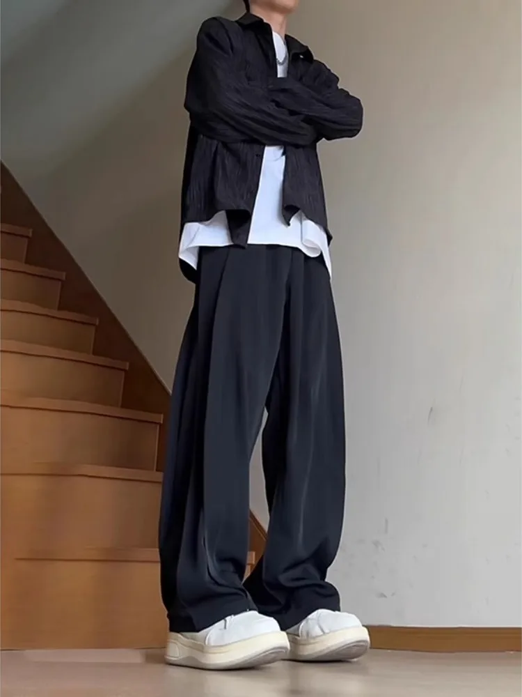 Bla Ice Silk Men's Wide Leg Suit Pants CleanFit Drapey Casual Trousers American High Street Sle Low Maintenance Faion
Bla Ice Silk Men's Wide Leg Suit Pants CleanFit Drapey Casual Trousers American High Street Sle Low Maintenance Faion