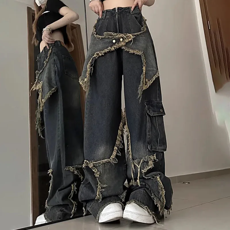 Vintage High Waist Fare Jeans Women's Spring Summer New High Street Design Sense Straight Loose Stitching Denim Wide Leg Pants
Vintage High Waist Fare Jeans Women's Spring Summer New High Street Design Sense Straight Loose Stitching Denim Wide Leg Pants