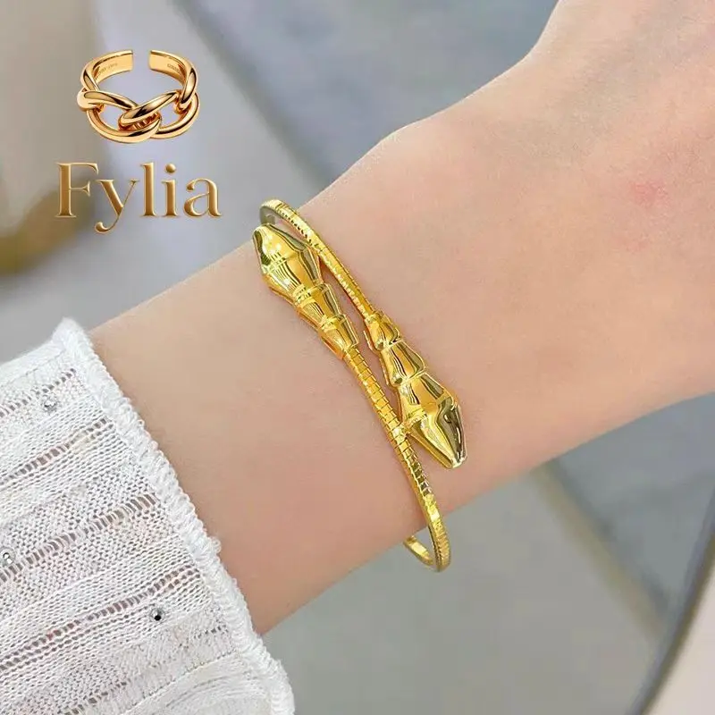 Fylia Jewelry Luxury 24K 9999 Pure Gold real Spirit Snake Bracelet New Entry Luxury Zodiac Double Snake Bracelet
Fylia Jewelry Luxury 24K 9999 Pure Gold real Spirit Snake Bracelet New Entry Luxury Zodiac Double Snake Bracelet