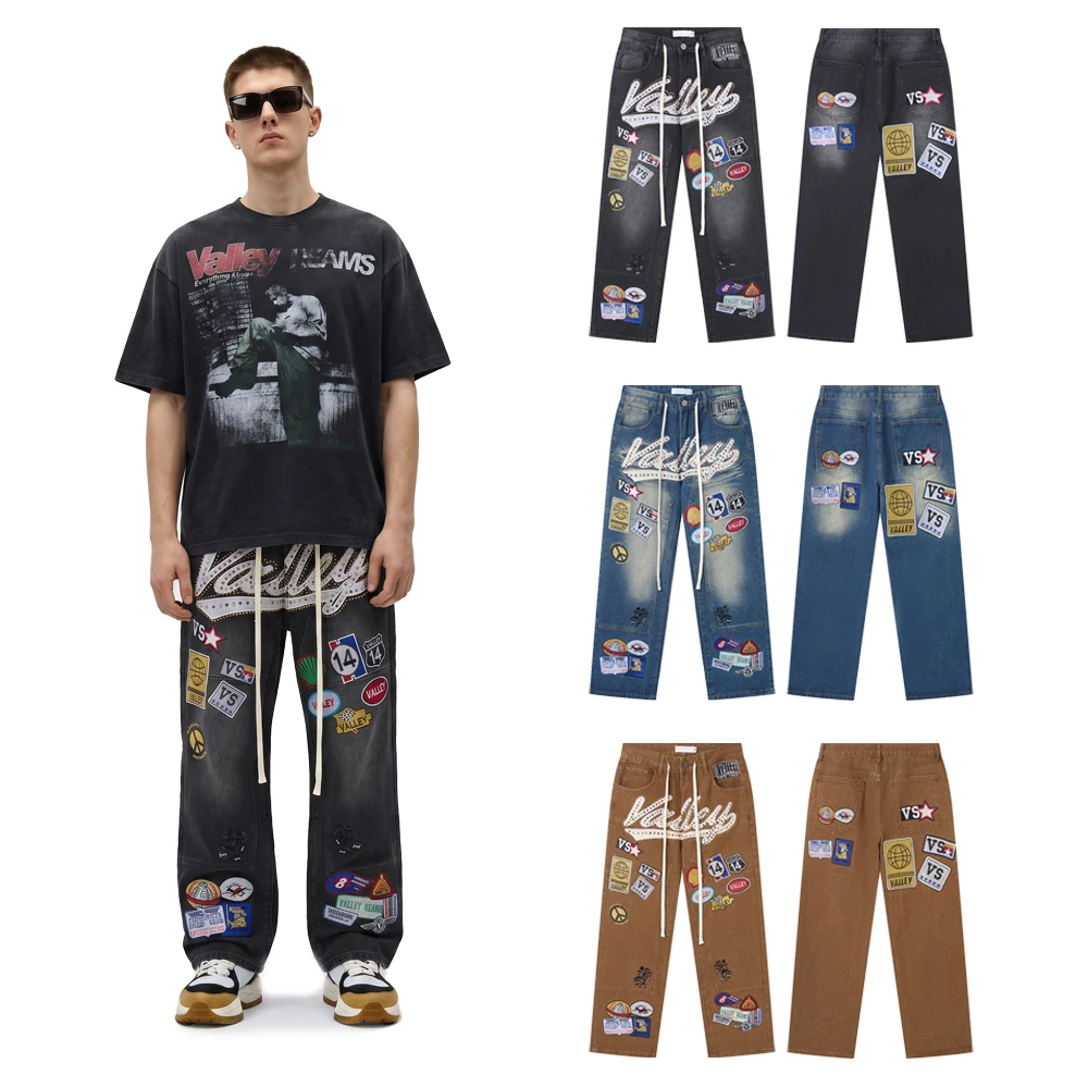 Y2k Streetwear Embroidery Baggy Jeans with Color Rhinestone Letter Hiphop Street Style Cotton Casual Retro Distressed Loose Pant
Y2k Streetwear Embroidery Baggy Jeans with Color Rhinestone Letter Hiphop Street Style Cotton Casual Retro Distressed Loose Pant