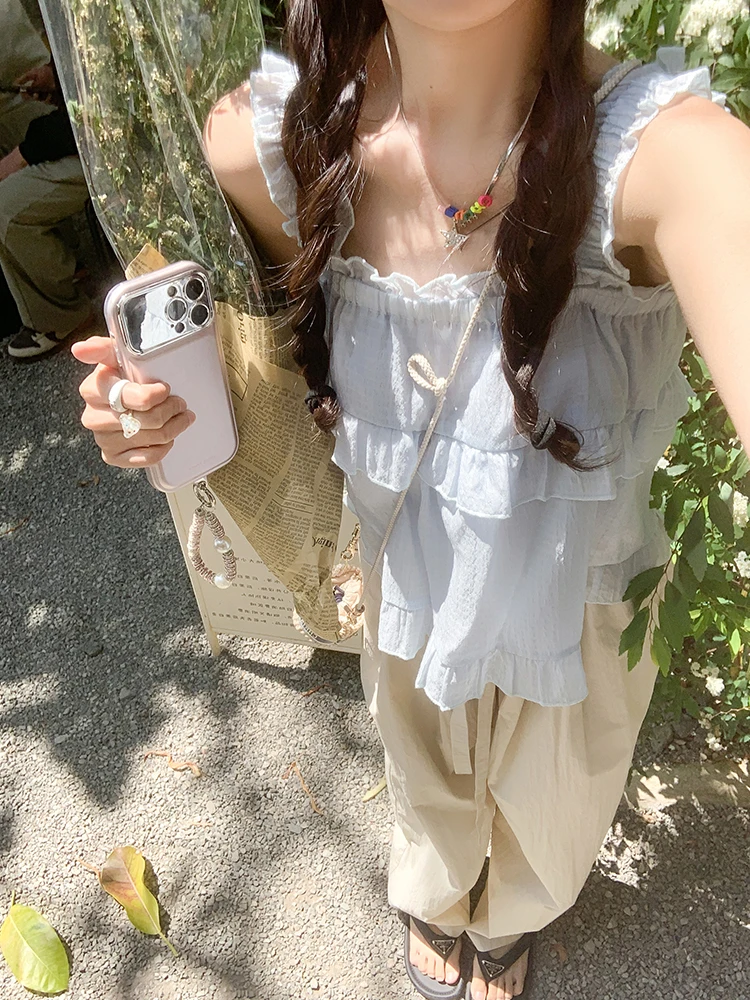 Zeng Xiaoxian Sweet Floral Girl Summer New Sle Light Blue Chiffon Doll Top Women's Faionable Casual Korean Loose Fit Blouse
Zeng Xiaoxian Sweet Floral Girl Summer New Sle Light Blue Chiffon Doll Top Women's Faionable Casual Korean Loose Fit Blouse