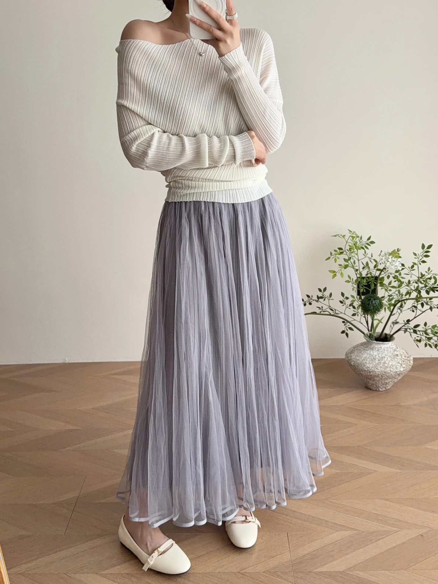 Grey A-Line Half Skirt Women's Versatile Slimming Pleated Mesh Fairy Long Skirt High Waist Polyester Fiber Hand Ironed Pleats
Grey A-Line Half Skirt Women's Versatile Slimming Pleated Mesh Fairy Long Skirt High Waist Polyester Fiber Hand Ironed Pleats