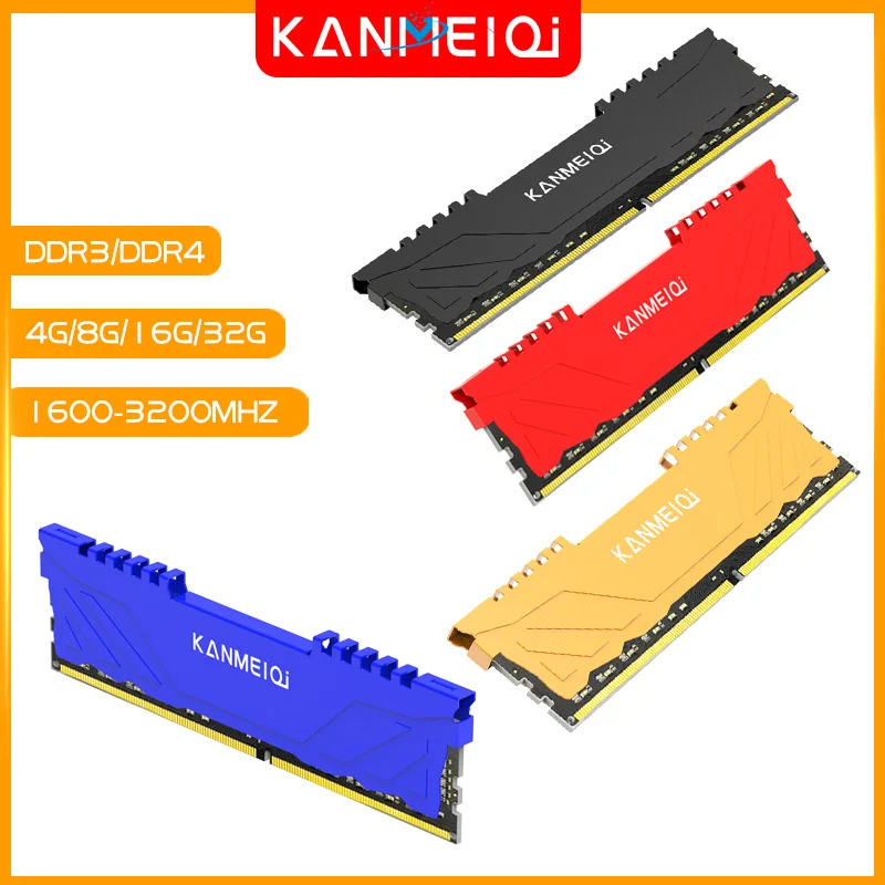 KANMEIQI DDR3 DDR4 Ram Memory 4gb 8gb 16gb 1333 1600 1866 2666 3200MHz PC4-21300 Ram Heat Sink for Motherboards Intel AMD
KANMEIQI DDR3 DDR4 Ram Memory 4gb 8gb 16gb 1333 1600 1866 2666 3200MHz PC4-21300 Ram Heat Sink for Motherboards Intel AMD