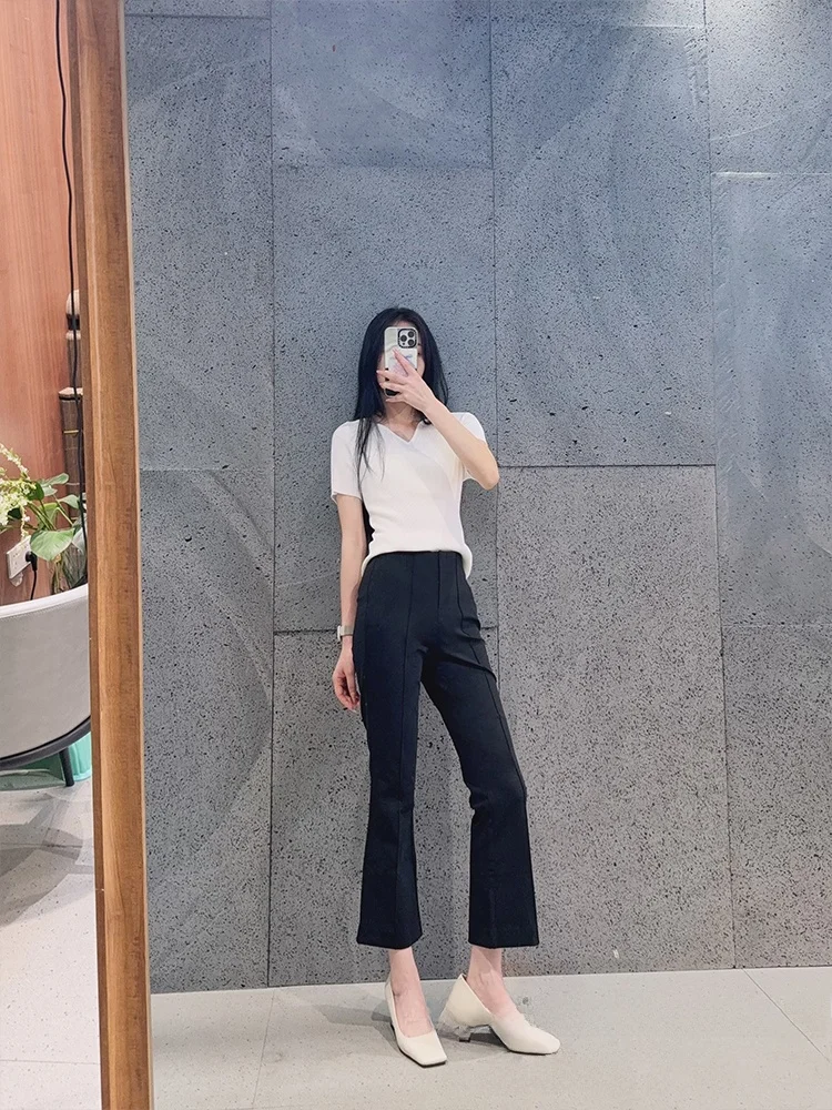 Black Nine-Tenths Flared Pants Commute Style Ladies Casual Trousers Natural Waist Nylon Fabric Polyamide Fiber Spandex
Black Nine-Tenths Flared Pants Commute Style Ladies Casual Trousers Natural Waist Nylon Fabric Polyamide Fiber Spandex