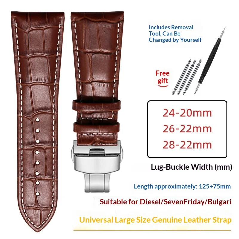 Genuine Leather Watch Strap Large Size Cowhide Watch Band Replacement Wristband for Bvlgari, Armani Diesel Seven Friday bracelet
Genuine Leather Watch Strap Large Size Cowhide Watch Band Replacement Wristband for Bvlgari, Armani Diesel Seven Friday bracelet