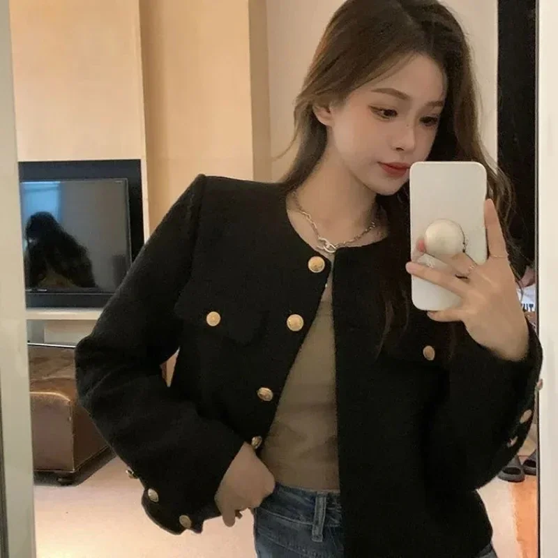 Wool Coat Women Jacket Short Autumn Winter Cardigan Long Sleeve Top Single Breasted Tweed Versatile Wool Top Full Sleeve 2025
Wool Coat Women Jacket Short Autumn Winter Cardigan Long Sleeve Top Single Breasted Tweed Versatile Wool Top Full Sleeve 2025
