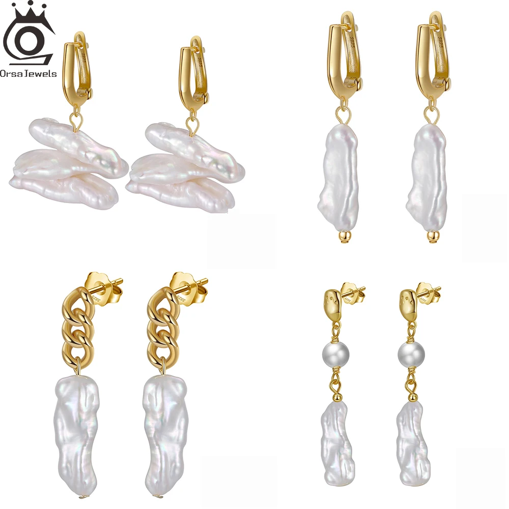 ORSA JEWELS Baroque Pearl Drop Dangle Earrings 14K Gold 925 Silver Irregular Earring Valentine's Day Gift Jewelry for Women
ORSA JEWELS Baroque Pearl Drop Dangle Earrings 14K Gold 925 Silver Irregular Earring Valentine's Day Gift Jewelry for Women