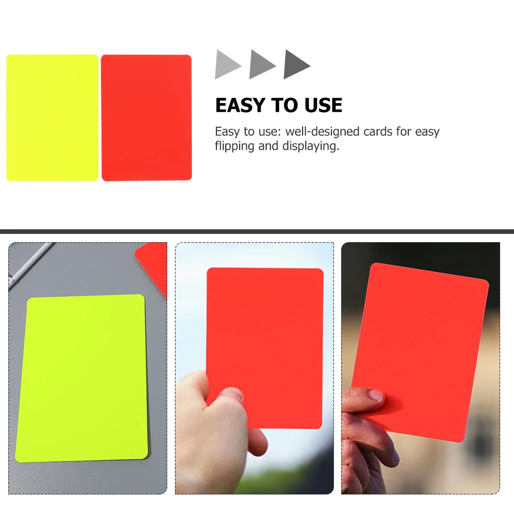 6pcs Red Yellow Soccer Referee Cards Durable PVC Standard Size Sports Accessories Football Game Penalty Cards
6pcs Red Yellow Soccer Referee Cards Durable PVC Standard Size Sports Accessories Football Game Penalty Cards
