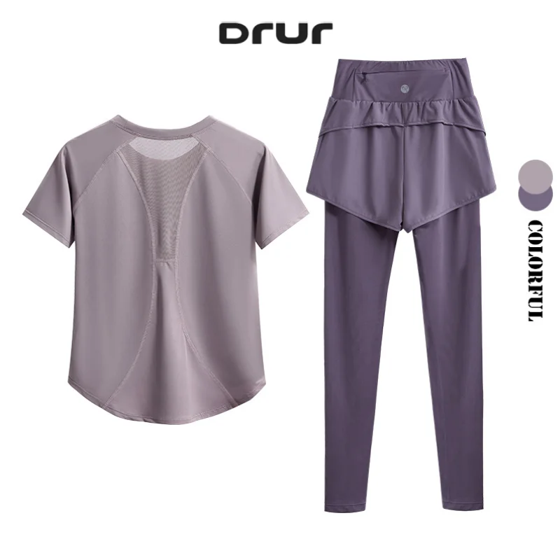 DRUR Women Yoga Pant Sets 2 Pieces Quick Dry Workout Outfits Gym Clothes Loose Sports Top High Waist Leggings Suit Yogawear New
DRUR Women Yoga Pant Sets 2 Pieces Quick Dry Workout Outfits Gym Clothes Loose Sports Top High Waist Leggings Suit Yogawear New