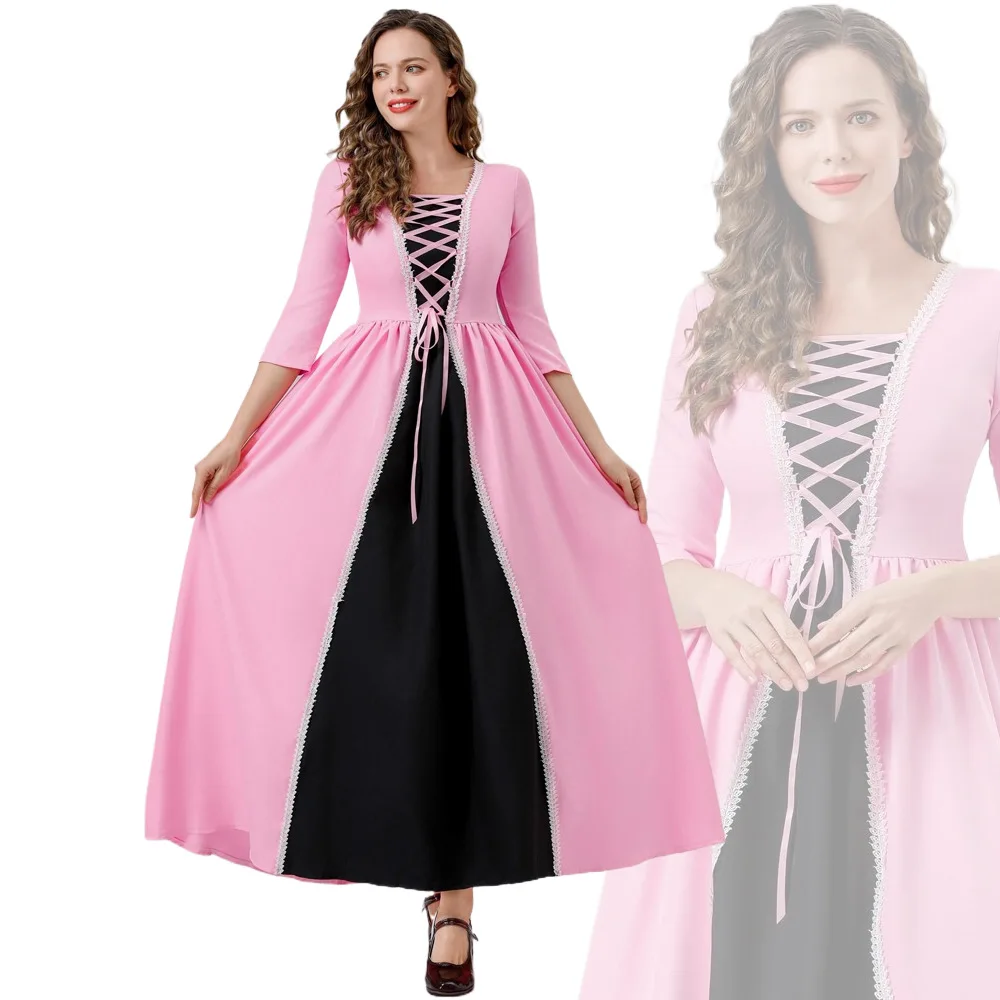 Pink Medieval Gown Women Halloween Cosplay Costume Princess Dress Vnitage Court Robe Carnival Wear Funny Festival Party Clothing
Pink Medieval Gown Women Halloween Cosplay Costume Princess Dress Vnitage Court Robe Carnival Wear Funny Festival Party Clothing