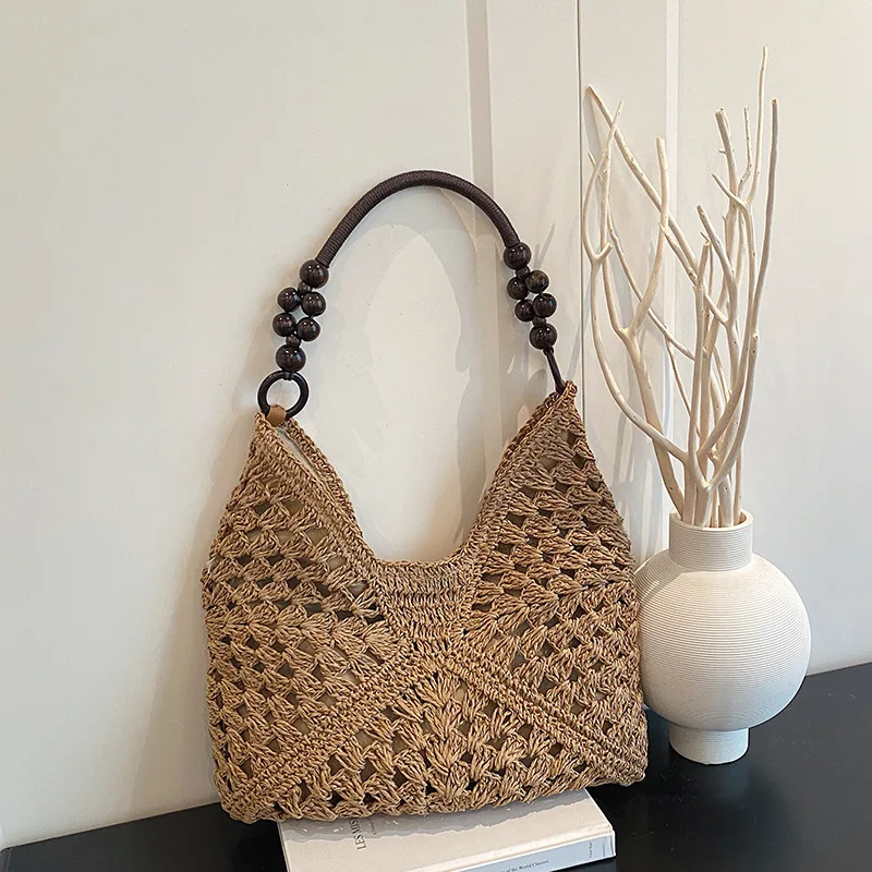 Casual Hollow Design Woven Shoulder Bags for Women Large Capacity Ladies Tote Bag Summer Vacation Seaside Female Beaded Handbag
Casual Hollow Design Woven Shoulder Bags for Women Large Capacity Ladies Tote Bag Summer Vacation Seaside Female Beaded Handbag