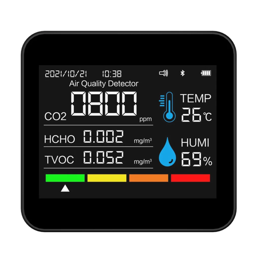 9 In 1 Air Quality Detector PM2.5/HCHO/TVOC Temperature And Humidity Detector Data Storage Capability Real-time Alerts 
9 In 1 Air Quality Detector PM2.5/HCHO/TVOC Temperature And Humidity Detector Data Storage Capability Real-time Alerts