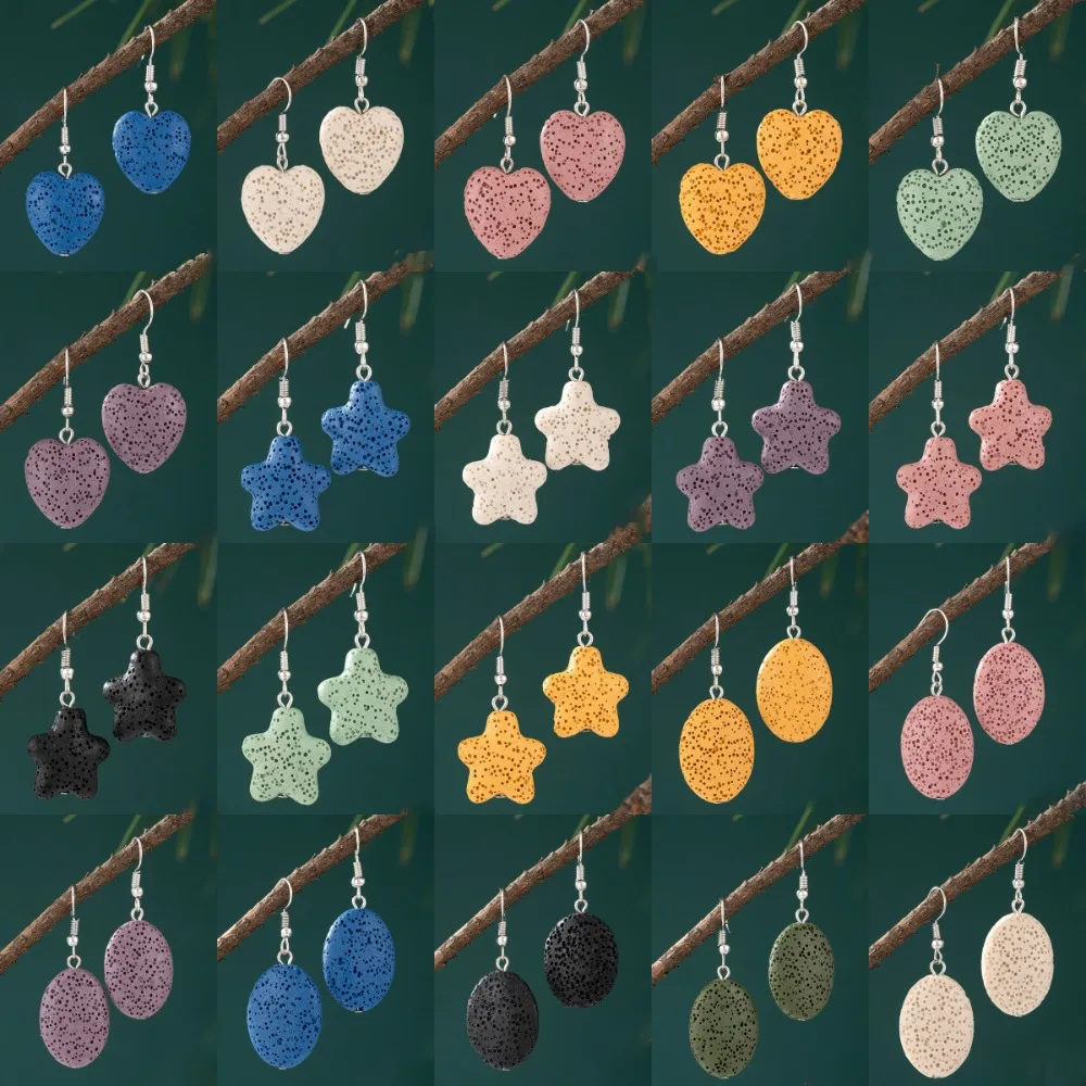 10pairs Heart Star Oval Pendant Volcanic Lava Stone Dangle Earrings Ethnic Fashion Boho Jewelry Accessories Gifts for Women
10pairs Heart Star Oval Pendant Volcanic Lava Stone Dangle Earrings Ethnic Fashion Boho Jewelry Accessories Gifts for Women