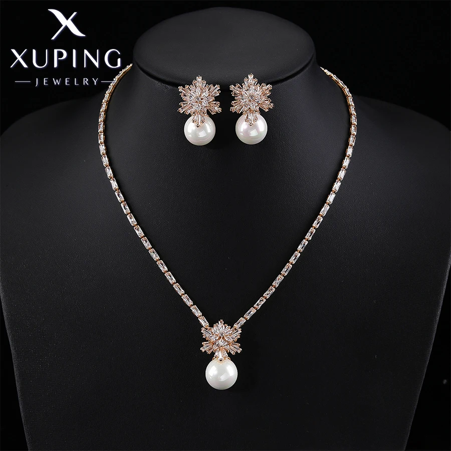 Xuping Jewelry New Arrival Fashion Snow Imitation Pearl Necklace Earring Set for Women Christmas Party Gift set-763
Xuping Jewelry New Arrival Fashion Snow Imitation Pearl Necklace Earring Set for Women Christmas Party Gift set-763
