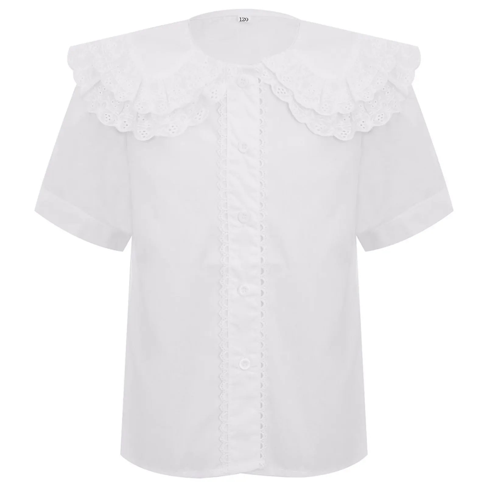 White Kids Girls Cute Lace Trim Cotton Shirt Short Sleeves Button Blouse Top for School Wedding Birthday Party Vacation Picnic
White Kids Girls Cute Lace Trim Cotton Shirt Short Sleeves Button Blouse Top for School Wedding Birthday Party Vacation Picnic