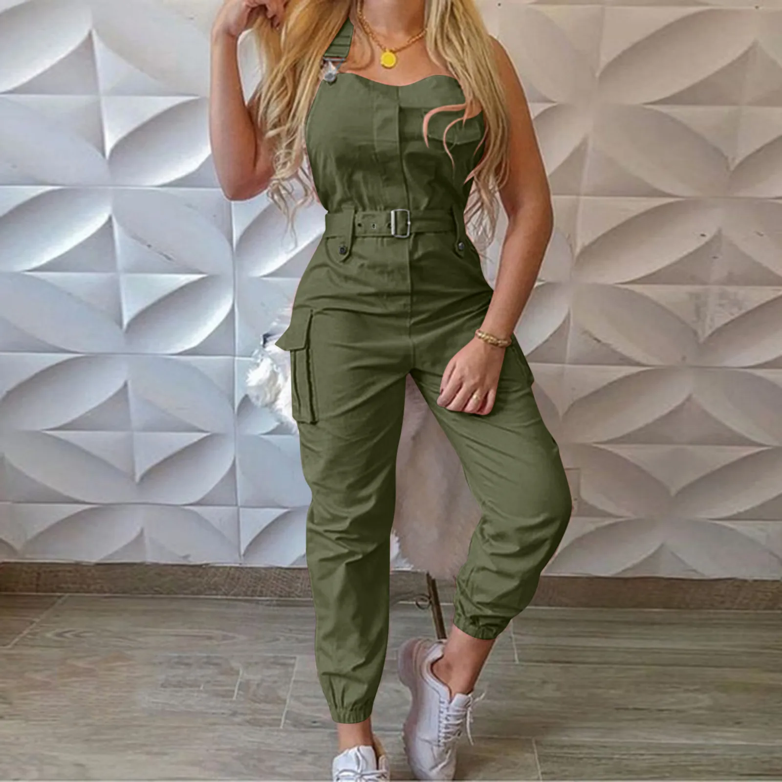 Summer Women's Rompers Belt Fashion Adjustable Back Strap Bodysuit Solid Pocket Design Jumpsuit monos mujer combinaisons
Summer Women's Rompers Belt Fashion Adjustable Back Strap Bodysuit Solid Pocket Design Jumpsuit monos mujer combinaisons