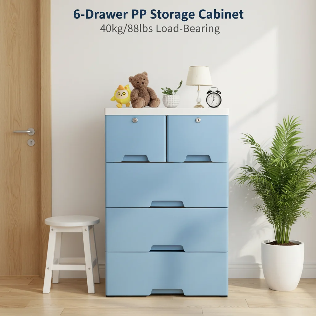 6-Drawer PP Storage Cabinet 40kg/88lbs Load-Bearing Drawer Chest Waterproof Drawer Organizer with Lock for Home Bedroom Bathroom
6-Drawer PP Storage Cabinet 40kg/88lbs Load-Bearing Drawer Chest Waterproof Drawer Organizer with Lock for Home Bedroom Bathroom