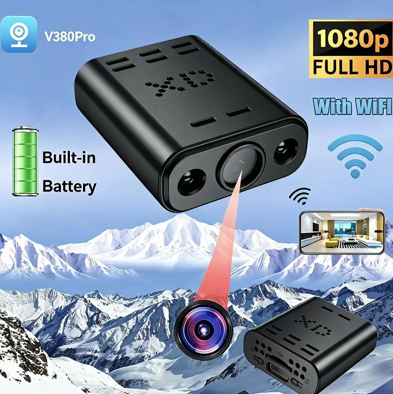 Mini 1080P HD V380 Smallest WIFI Camera Built-in Battery IP Remote Monitoring Camcorders IR Night Vision Body Cam Protable Cam
Mini 1080P HD V380 Smallest WIFI Camera Built-in Battery IP Remote Monitoring Camcorders IR Night Vision Body Cam Protable Cam