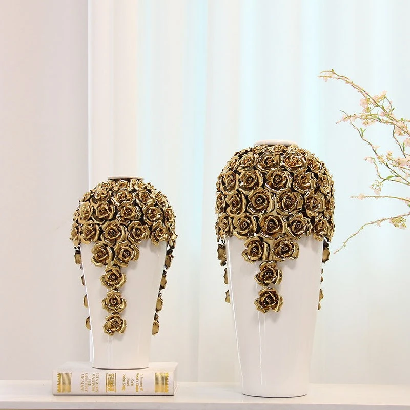 Light luxury golden flower home TV cabinet decoration vase entrance ornament living room soft porcelain
Light luxury golden flower home TV cabinet decoration vase entrance ornament living room soft porcelain