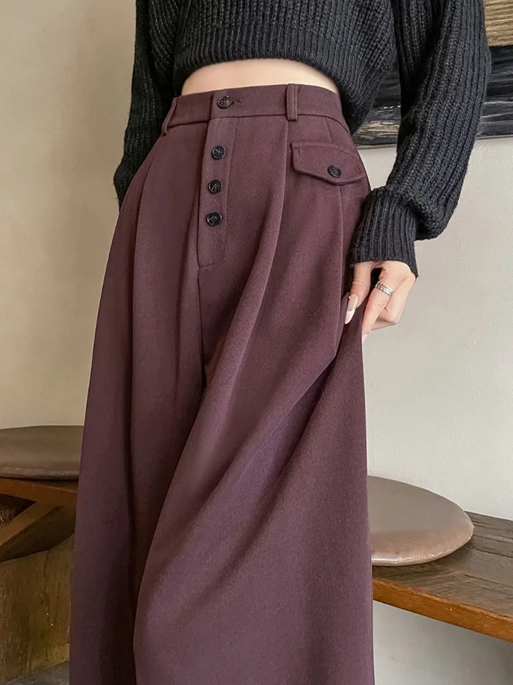 High Waist Black Pleated Button Long Wide Leg Pants New Loose Fit Trousers Women Fashion Tide Spring Autumn 2024
High Waist Black Pleated Button Long Wide Leg Pants New Loose Fit Trousers Women Fashion Tide Spring Autumn 2024