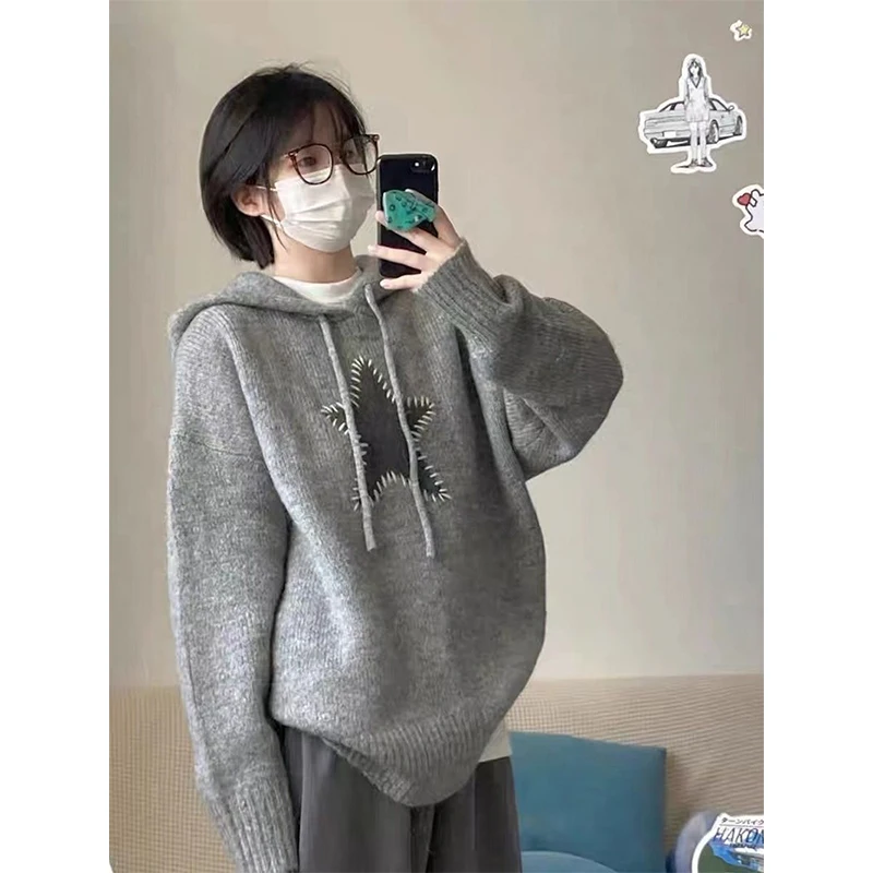 MEXZT Vintage Hooded Sweater Women Oversized Star Print Knitted Pullovers Streetwear Long Sleeve Jumpers Winter Korean Knitwear
MEXZT Vintage Hooded Sweater Women Oversized Star Print Knitted Pullovers Streetwear Long Sleeve Jumpers Winter Korean Knitwear