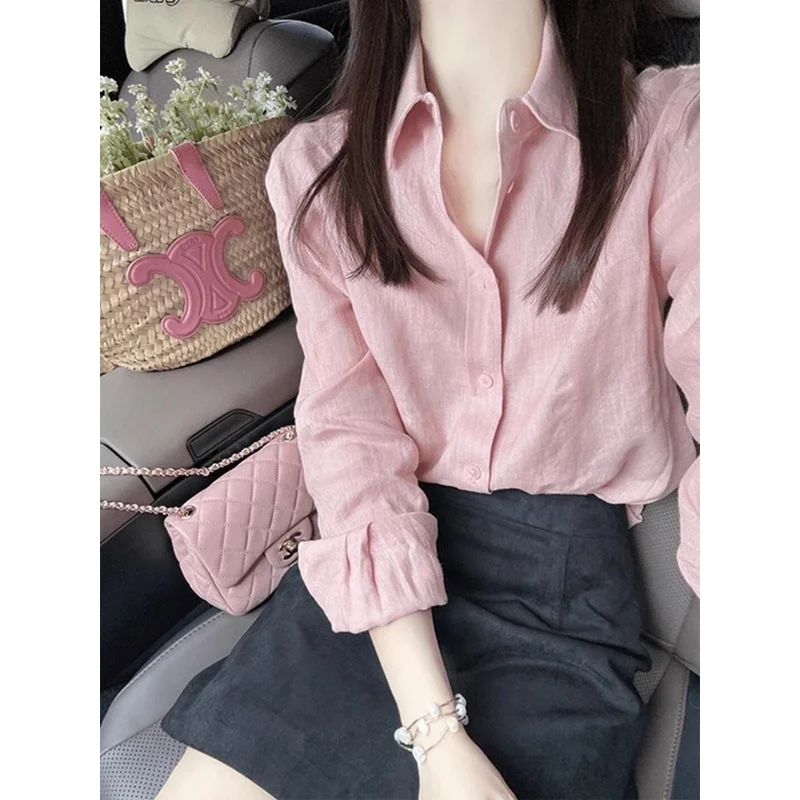 Pink Collar Shirt Women's Style Early Autumn Commute Fashion Light Maturity Trendy Top Korean Version Loose Fit Long Sleeve
Pink Collar Shirt Women's Style Early Autumn Commute Fashion Light Maturity Trendy Top Korean Version Loose Fit Long Sleeve