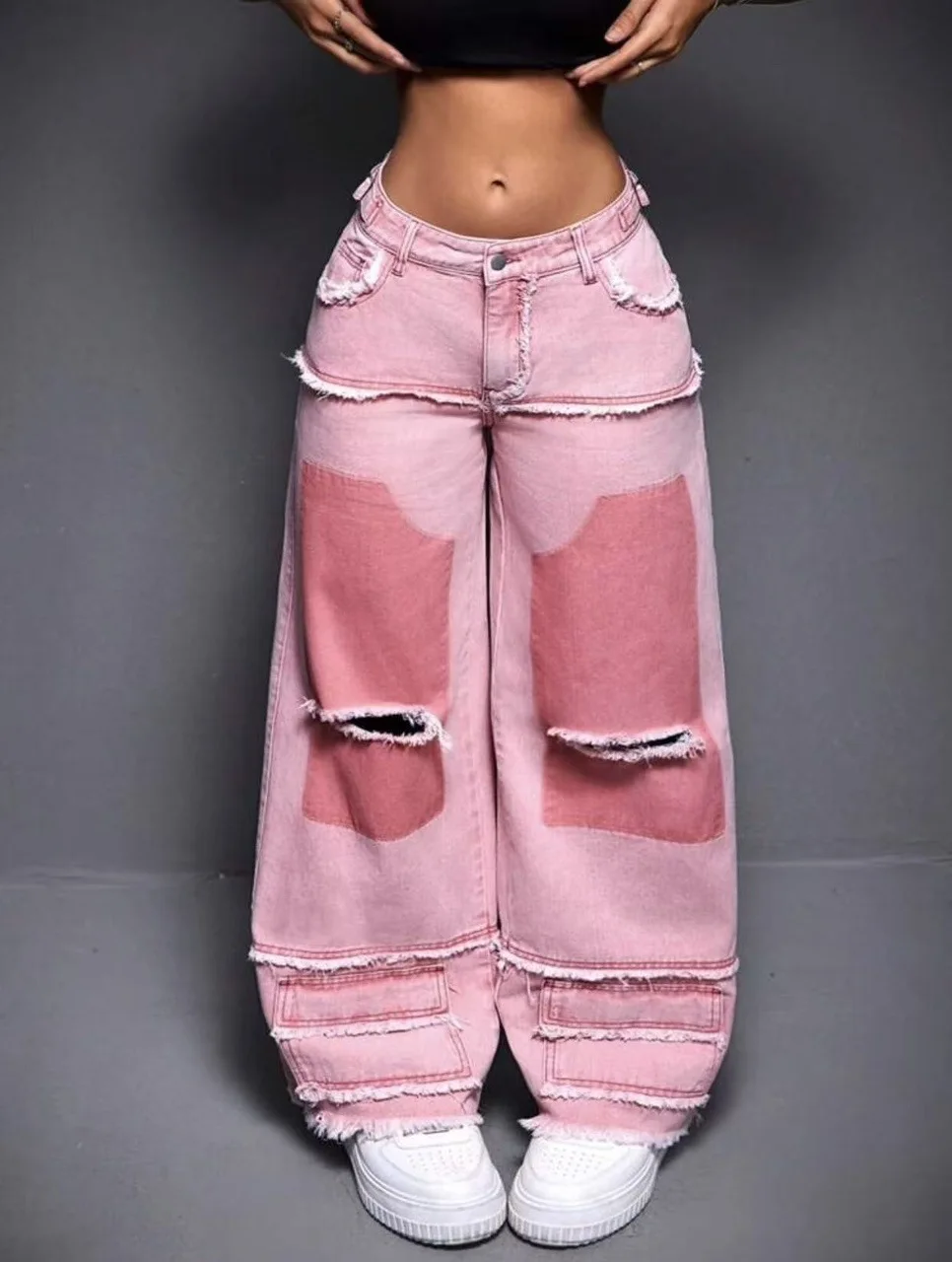 Розовые джинсовые джинсы, женские джинсы в стиле пэчворк с дырками, персональные джинсы из хлопкового материала, микроэластичная эластичность
Розовые джинсовые джинсы, женские джинсы в стиле пэчворк с дырками, персональные джинсы из хлопкового материала, микроэластичная эластичность