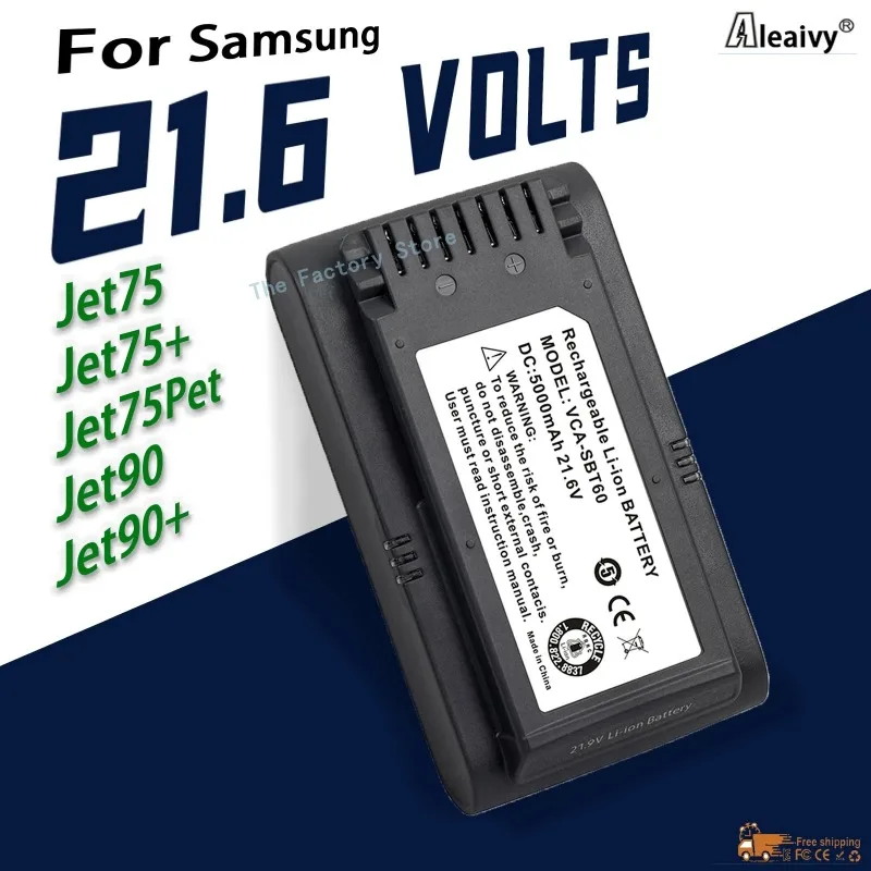 1-3PCS 21.6V JET75 4000mAh/5000mAh Vacuum Cleaner Battery For Samsung VCA-SBT90, VCA-SBT90E,DJ96-00221A VS9000 Jet90, Jet75
1-3PCS 21.6V JET75 4000mAh/5000mAh Vacuum Cleaner Battery For Samsung VCA-SBT90, VCA-SBT90E,DJ96-00221A VS9000 Jet90, Jet75