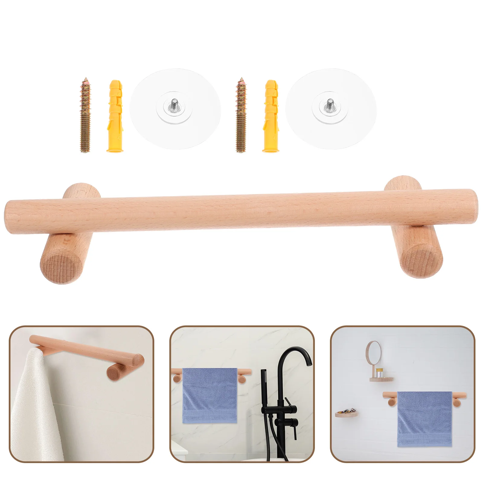 1pc Simple Wooden Towel Rack Single Bar 30Cm No Punch Space-Saving Bathroom Kitchen Holder Durable Polished Coating
1pc Simple Wooden Towel Rack Single Bar 30Cm No Punch Space-Saving Bathroom Kitchen Holder Durable Polished Coating