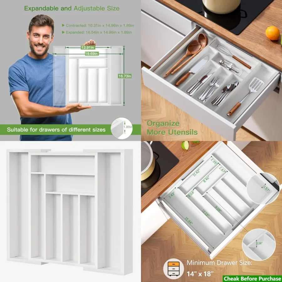 Bamboo Expandable Drawer Organizer for Utensils Holder, Adjustable Cutlery Tray, Wood Drawer Dividers Organizer for Silverware,
Bamboo Expandable Drawer Organizer for Utensils Holder, Adjustable Cutlery Tray, Wood Drawer Dividers Organizer for Silverware,