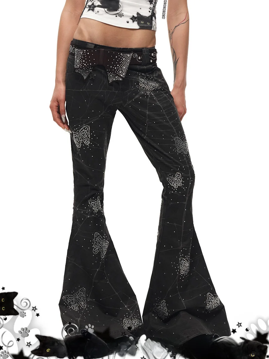 CFIERCE Spiderweb Sequin Bell Bottoms Street Style Asymmetric Cotton Blend Loose Fit Universal Casual Pants
CFIERCE Spiderweb Sequin Bell Bottoms Street Style Asymmetric Cotton Blend Loose Fit Universal Casual Pants