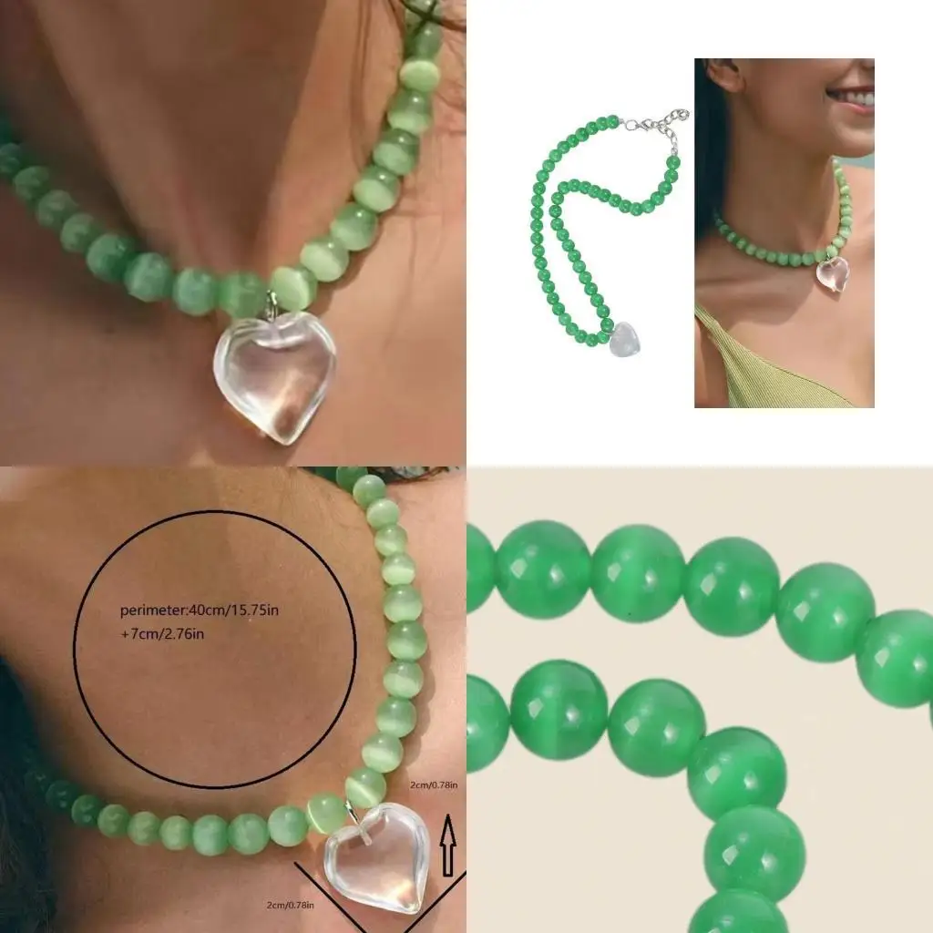 A52E Fashionable Cats Eye Stone Heart Necklace for Parties and Romance Dates
A52E Fashionable Cats Eye Stone Heart Necklace for Parties and Romance Dates