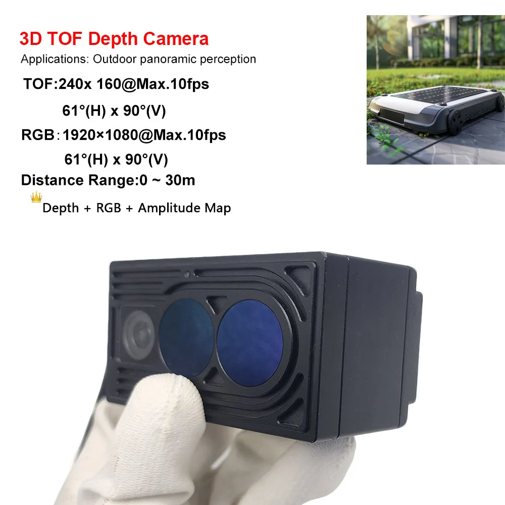3D TOF Camera Modules Solid-State LiDAR RGB IMU Fusion 240x160 Max10fps Ethernet Detection 0-30m Obstacle Avoidance Mop Robots
3D TOF Camera Modules Solid-State LiDAR RGB IMU Fusion 240x160 Max10fps Ethernet Detection 0-30m Obstacle Avoidance Mop Robots