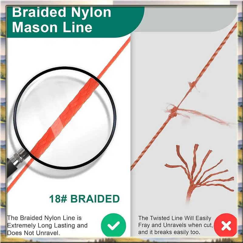 DHDL 2 Pack Mason-Line With Handle, Twisted 540 FT 18 Reloadable Line Reel With 10 Built In Levels, Braided Nylon Line
DHDL 2 Pack Mason-Line With Handle, Twisted 540 FT 18 Reloadable Line Reel With 10 Built In Levels, Braided Nylon Line