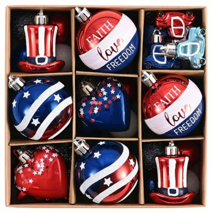 4th of July Tree Decorations for Patriotic Memorial Day Ornaments, 35Pcs Red White Blue Shatterproof Top Hat Star Americana Han
4th of July Tree Decorations for Patriotic Memorial Day Ornaments, 35Pcs Red White Blue Shatterproof Top Hat Star Americana Han