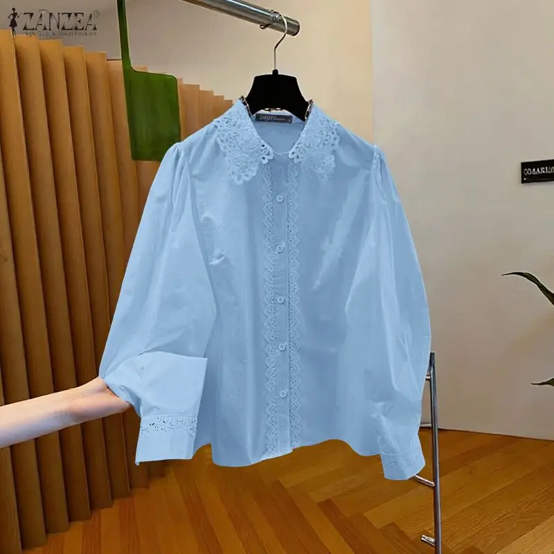 Woman Minimalist Lace Patchwork Shirt Turn-Down Collar Long Sleeve Button Up Tops ZANZEA Summer Casual Solid Color Chemise Femme
Woman Minimalist Lace Patchwork Shirt Turn-Down Collar Long Sleeve Button Up Tops ZANZEA Summer Casual Solid Color Chemise Femme
