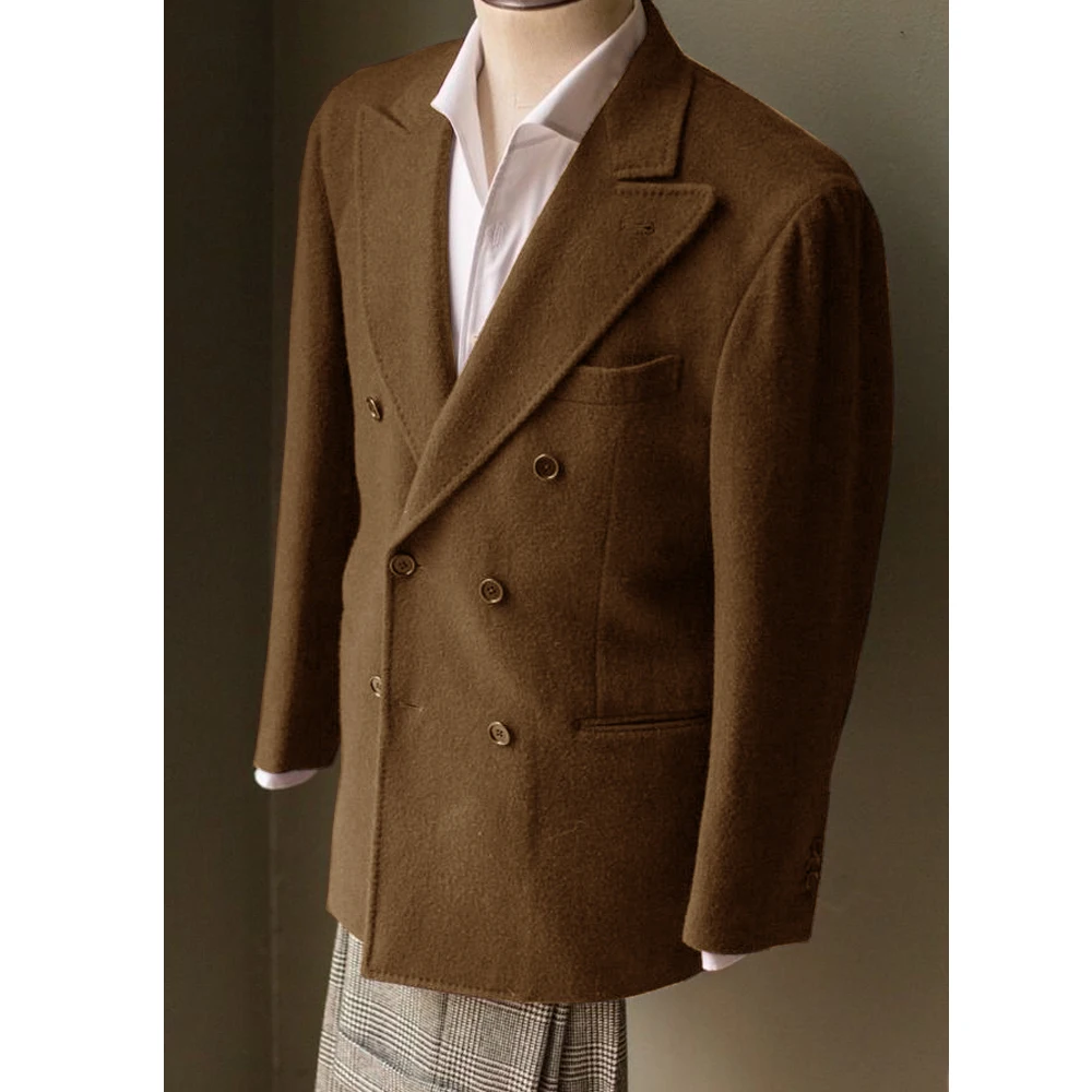 Мужская шерстяная однотонная осенне-зимняя короткая куртка с v-образным вырезом, двубортное повседневное пальто, мужская одежда, куртки для мужчин 
Мужская шерстяная однотонная осенне-зимняя короткая куртка с v-образным вырезом, двубортное повседневное пальто, мужская одежда, куртки для мужчин