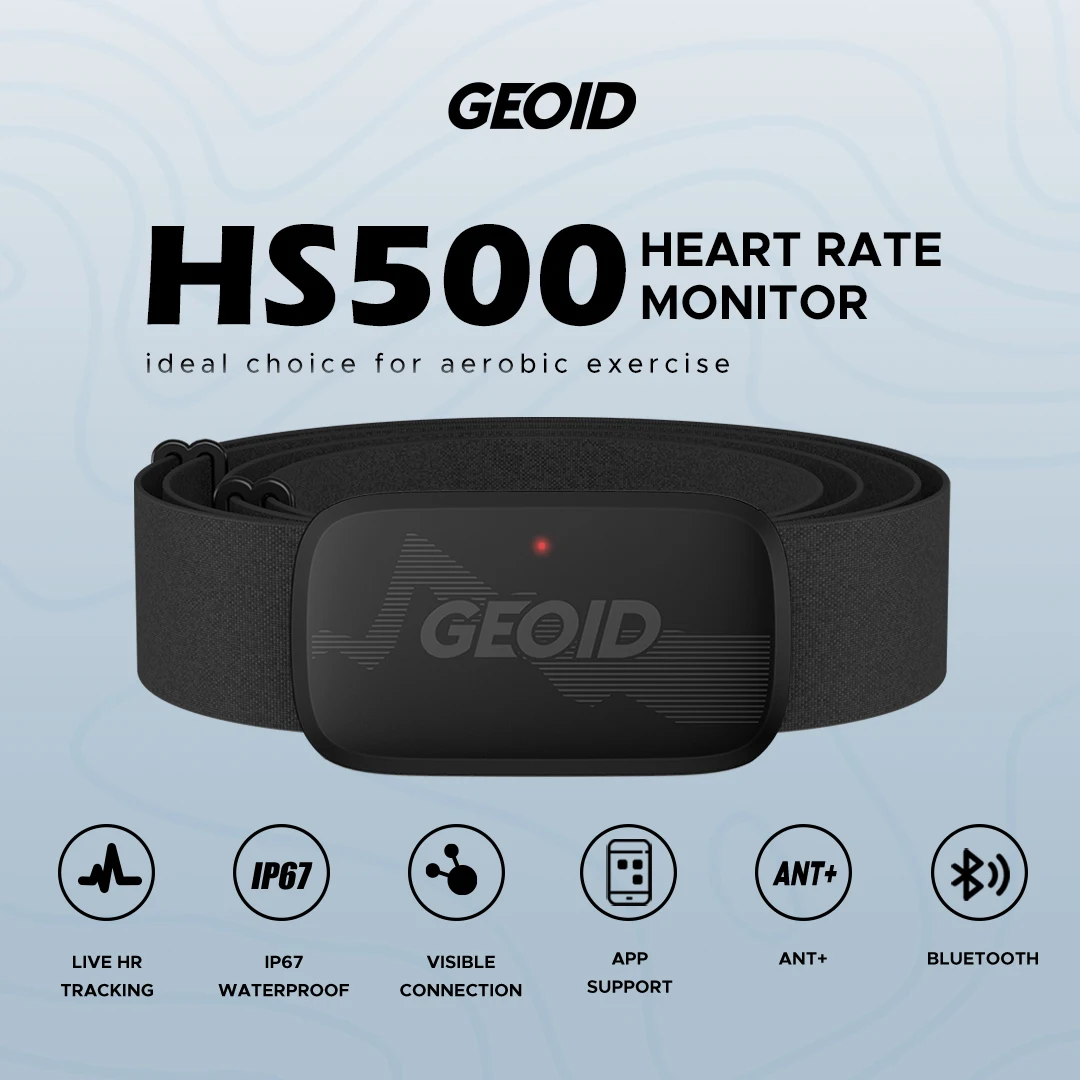 GEOID HS500 Chest Strap Dual ANT+/Bluetooth Heart Rate Monitor Belt Compatible with Magene/Garmin/Wahoo Bike Computers
GEOID HS500 Chest Strap Dual ANT+/Bluetooth Heart Rate Monitor Belt Compatible with Magene/Garmin/Wahoo Bike Computers